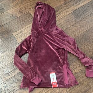 Velvet Hooded Jacket in Burgundy